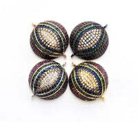 Large CZ Micro Multi color Dome Evil Eyes Connector, Half Circle Cubic Zirconia Connector for Bracelet Necklace,20x25mm,sku#E406