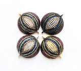 Large CZ Micro Multi color Dome Evil Eyes Connector, Half Circle Cubic Zirconia Connector for Bracelet Necklace,20x25mm,sku#E406
