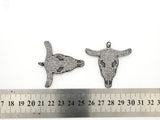 CZ Micro Pave Black Cow Ox Head Skull Pendant,Cubic Zirconia