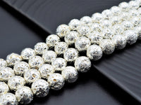 NEW!!! Silver Plated Lava Round Beads, 4mm/6mm/8mm/10mm/12mm silver Gemstone Beads,15.5" Full Strand, Wholesale Gemstone Beads,SKU#S109