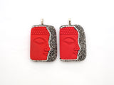 Large Pave Red Coral Buddha Pendant, Pave Crystal Rhinestone Encrusted Buddha Pendant,37x52x10mm,sku#V20