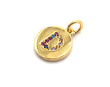 New Trendy Gold Color Micro Pave Rainbow CZ Cubic Zirconia A-Z 26 Initials Letter Pendant, Initial Letter Charm,11x13mm,sku#F820