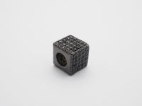 7mm Black CZ Pave On Black Big Hole Cube Spacer Micro Pave Beads, Cubic Zirconia Cube Space Beads, SKU#C77