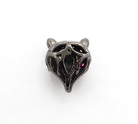 CZ Micro Pave Fuchsia Eye Fox Head Beads, Animal Beads, Cubic Zirconia Spacer Beads,11x13x7mm, sku#C88