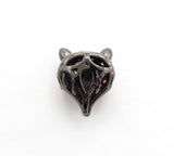 CZ Micro Pave Fuchsia Eye Fox Head Beads, Animal Beads, Cubic Zirconia Spacer Beads,11x13x7mm, sku#C88