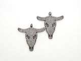 CZ Micro Pave Black Cow Ox Head Skull Pendant,Cubic Zirconia
