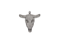 CZ Micro Pave Black Cow Ox Head Skull Pendant,Cubic Zirconia