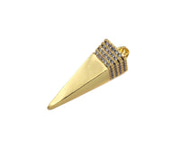 CZ Micro Pave 3D Pyramid Shape Pendant/Charm,18K Dainty Gold Charm, Necklace Bracelet Charm Pendant,10x33mm,Sku#LK301