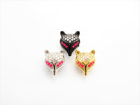 CZ Micro Pave Fuchsia Eye Fox Head Beads, Animal Beads, Cubic Zirconia Spacer Beads,11x13x7mm, sku#C88