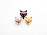 CZ Micro Pave Fuchsia Eye Fox Head Beads, Animal Beads, Cubic Zirconia Spacer Beads,11x13x7mm, sku#C88