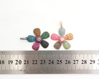 28mm CZ Rainbow Color Micro Pave Daisy Flower Pendant,Cubic Zirconia Paved Flower Charm Gold,Silver, Rose Gold,Gunmetal plated,sku#F489