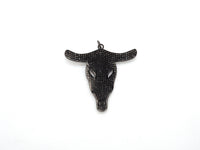 CZ Micro Pave Black Cow Ox Head Skull Pendant,Cubic Zirconia