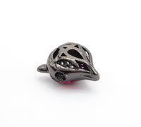 CZ Micro Pave Fuchsia Eye Fox Head Beads, Animal Beads, Cubic Zirconia Spacer Beads,11x13x7mm, sku#C88