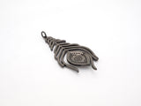 Large CZ Micro Pave Black Feather Pendant with  Evil Eye Beads,Cubic Zirconia pave Charm, Focal Pendant, 27x59mm,sku#F526