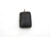 Rare Large Size Black Obsidian Buddha Head Pendant, Pave Crystal Rhinestone Encrusted Buddha Pendant,37x52x10mm,sku#V21