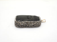 Rare Large Size Black Obsidian Buddha Head Pendant, Pave Crystal Rhinestone Encrusted Buddha Pendant,37x52x10mm,sku#V21