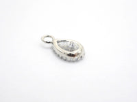 Teardrop Shape Pendant with Big Clear CZ, Cubic Zirconia Pendant Charm,Gold/Silver, Bridal Jewelry Findings, 6x11mm/12x17mm, sku#B87