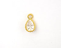Teardrop Shape Pendant with Big Clear CZ, Cubic Zirconia Pendant Charm,Gold/Silver, Bridal Jewelry Findings, 6x11mm/12x17mm, sku#B87