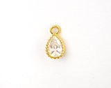 Teardrop Shape Pendant with Big Clear CZ, Cubic Zirconia Pendant Charm,Gold/Silver, Bridal Jewelry Findings, 6x11mm/12x17mm, sku#B87