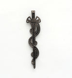 CZ Micro Pave Animal Inspired Sword Pendant, Cubic Zirconia Sword Large Pendant/Charm 13x50mm,sku#F551