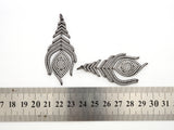 Large CZ Micro Pave Black Feather Pendant with  Evil Eye Beads,Cubic Zirconia pave Charm, Focal Pendant, 27x59mm,sku#F526