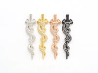 CZ Micro Pave Animal Inspired Sword Pendant, Cubic Zirconia Sword Large Pendant/Charm 13x50mm,sku#F551