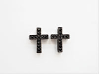 Black CZ Micro Pave On Black Cross Spacer Beads, Cubic Zirconia Cross Space Beads, Cross Charm, 10x13x4mm, SKU#C79
