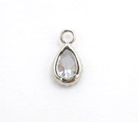 Teardrop Shape Pendant with Big Clear CZ, Cubic Zirconia Pendant Charm,Gold/Silver, Bridal Jewelry Findings, 6x11mm/12x17mm, sku#B87