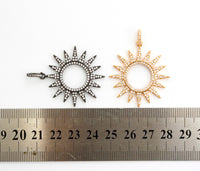 CZ Micro Pave Hollow out Star/Sun Pendant/Charm,Cubic Zirconia Paved Charm, Necklace Bracelet Charm Pendant, 33x36mm,sku#F503