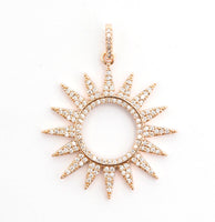 CZ Micro Pave Hollow out Star/Sun Pendant/Charm,Cubic Zirconia Paved Charm, Necklace Bracelet Charm Pendant, 33x36mm,sku#F503