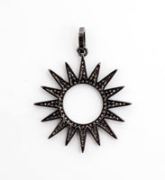 CZ Micro Pave Hollow out Star/Sun Pendant/Charm,Cubic Zirconia Paved Charm, Necklace Bracelet Charm Pendant, 33x36mm,sku#F503