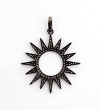 CZ Micro Pave Hollow out Star/Sun Pendant/Charm,Cubic Zirconia Paved Charm, Necklace Bracelet Charm Pendant, 33x36mm,sku#F503