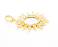 CZ Micro Pave Hollow out Star/Sun Pendant/Charm,Cubic Zirconia Paved Charm, Necklace Bracelet Charm Pendant, 33x36mm,sku#F503