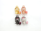 3D CZ Micro Pave Skull with Rose flower Moving Ball Pendant,Cubic Zirconia Skull Charm, Black/Silver/Rose gold/Gold Pendant,30x20mm,sku#F527