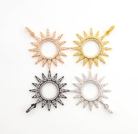 CZ Micro Pave Hollow out Star/Sun Pendant/Charm,Cubic Zirconia Paved Charm, Necklace Bracelet Charm Pendant, 33x36mm,sku#F503