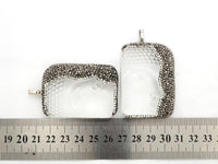 Rare Large Size Clear Crystal Stone Buddha Head Pendant, Pave Crystal Rhinestone Encrusted Buddha, Jewelry Supplies, 38x53x13mm,sku#V23