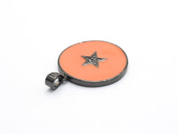 NEW Colorful Enamel Star on Disc Pendant,Cubic Zirconia Pave Pendant, Red/Blue/Pink/Orange/Yellow/White/Green Star Charms, 30*35mm, SKU#F613