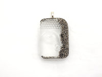 Rare Large Size Clear Crystal Stone Buddha Head Pendant, Pave Crystal Rhinestone Encrusted Buddha, Jewelry Supplies, 38x53x13mm,sku#V23