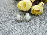 CZ with Opal Stud Earrings, Sku#O70