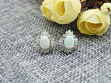 CZ with Opal Stud Earrings, Sku#O70