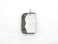Rare Large Size Clear Crystal Stone Buddha Head Pendant, Pave Crystal Rhinestone Encrusted Buddha, Jewelry Supplies, 38x53x13mm,sku#V23