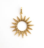 CZ Micro Pave Gold Plated Sun Flower Pendant,Cubic Zirconia Green/Turquoise/Fuchsia/Cobalt/Rainbow Color Charm, 33x36mm,sku#F504