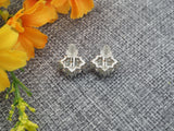 CZ with Opal Stud Earrings, Sku#O70