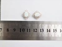 CZ with Opal Stud Earrings, Sku#O70