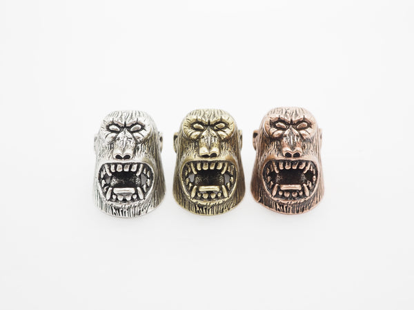 Antique Gorilla Head Bead, For 550 Paracord EDC Survival Bracelet, Men's Bracelet Beads, Paracord KeyChain Beads,14x20x17mm,1pc,sku#Y127