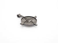Black CZ Pave On Black Micro Pave Round Compass Pendant/Charm with Star ,Cubic Zirconia Pendant, 38x50mm, sku#F529/F411