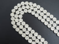 Natural Silver Druzy Style Hematite Beads,Round Flat Coin Gemstone, 8mm/10mm/12mm, 15.5inch full strand,Bright Silver Metallic Beads,SKU#S96