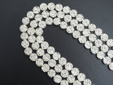 Natural Silver Druzy Style Hematite Beads,Round Flat Coin Gemstone, 8mm/10mm/12mm, 15.5inch full strand,Bright Silver Metallic Beads,SKU#S96