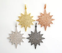 Large CZ Micro Pave North Star/Polar Star Pendant/Focal,Cubic Zirconia Paved Charm, Necklace Bracelet Charm Pendant, 40x50mm,sku#F505