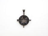 Black CZ Pave On Black Micro Pave Round Compass Pendant/Charm with Star ,Cubic Zirconia Pendant, 38x50mm, sku#F529/F411